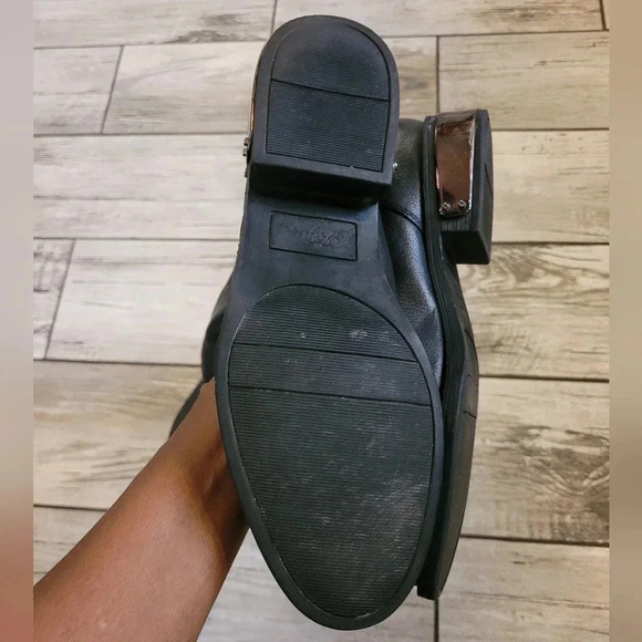 FERGIES Navaro black pebbled leather over the knee slant zip up boots Women's 8 - Picture 8 of 15